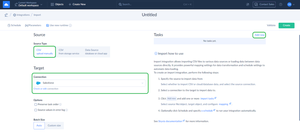 Skyvia CSV Salesforce Import