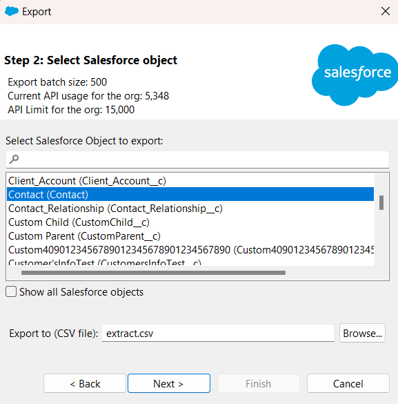 Select Salesforce Object