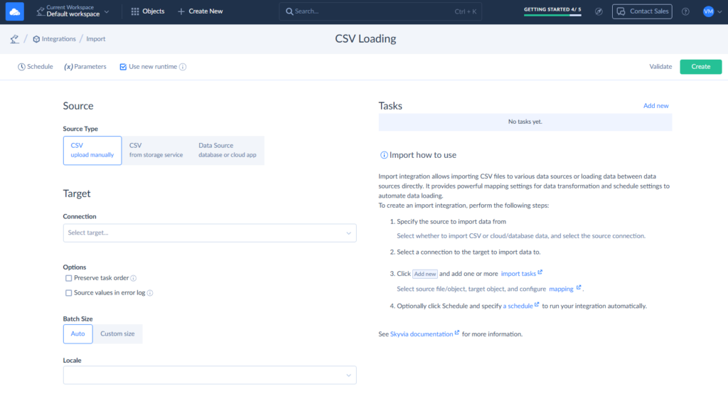 CSV data loading by Skyvia