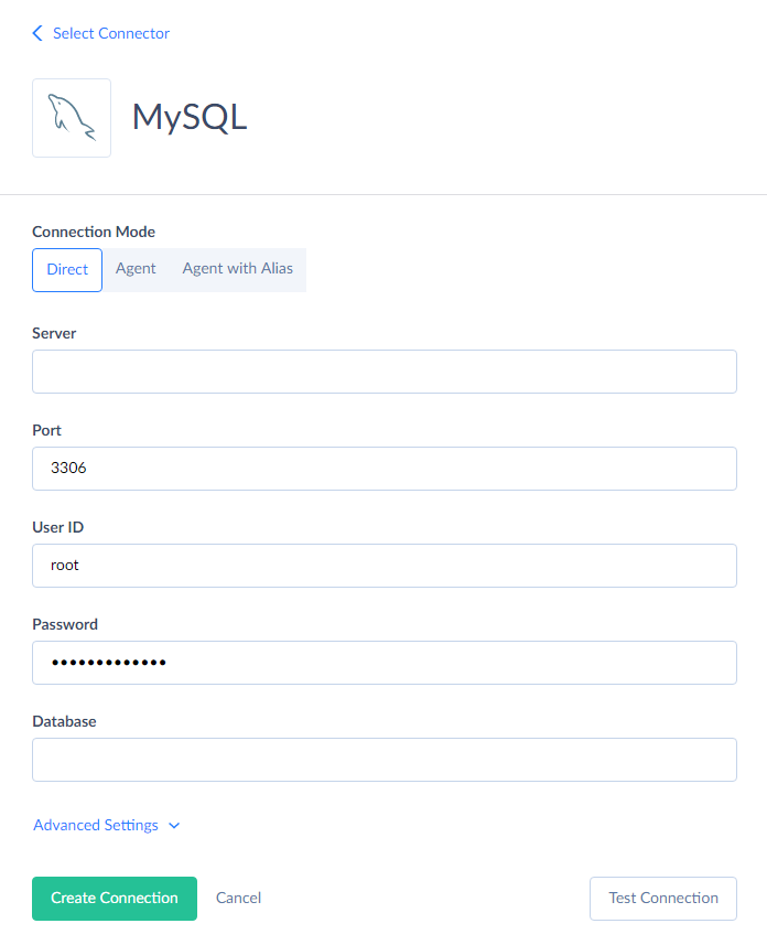 MySQL connection by Skyvia