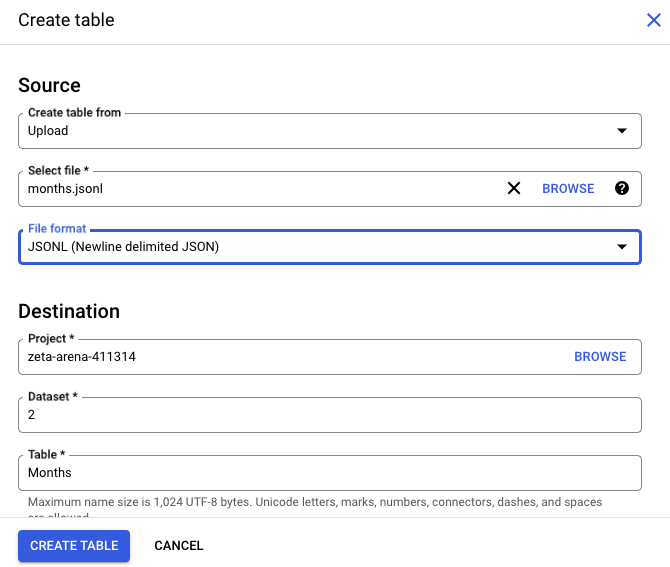 JSONL files in Google BigQuery