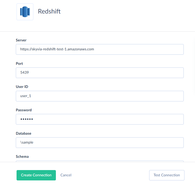 Skyvia's Redshift connector