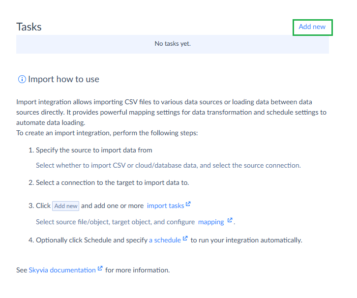 Skyvia's task details