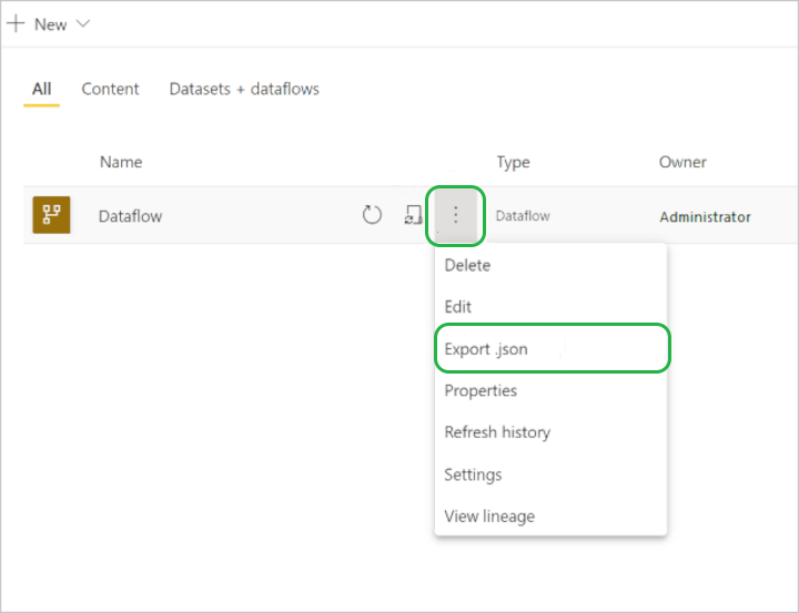 Power BI export JSON