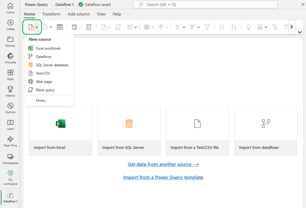 Power BI new source