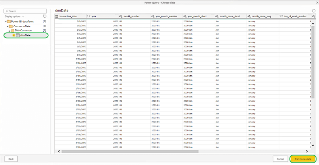 Power BI dimDate