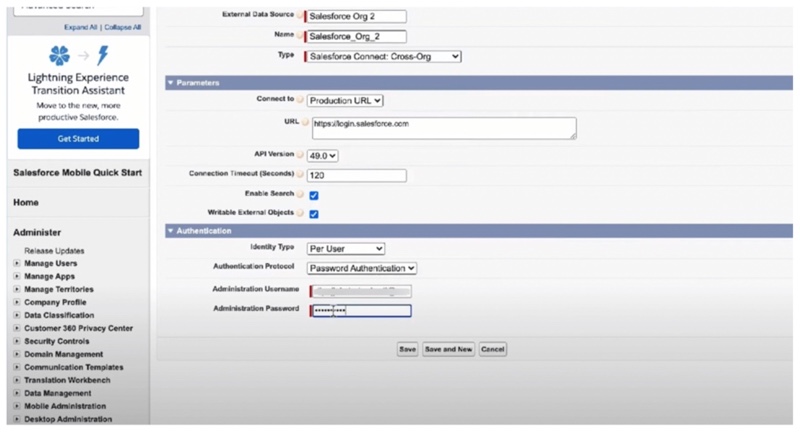 Salesforce Connect settings