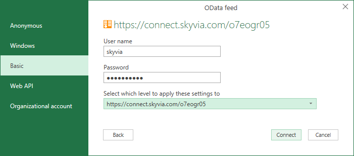 get data from Salesforce to Excel via connecting to OData endpoints 4