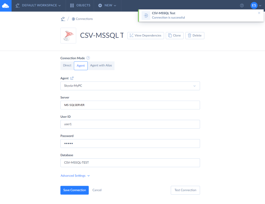 Step 2. Create Two Connections for the Source and Destination 3