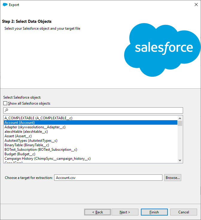 Exporting Salesforce Data via Data Loader Export Wizard: Step 3