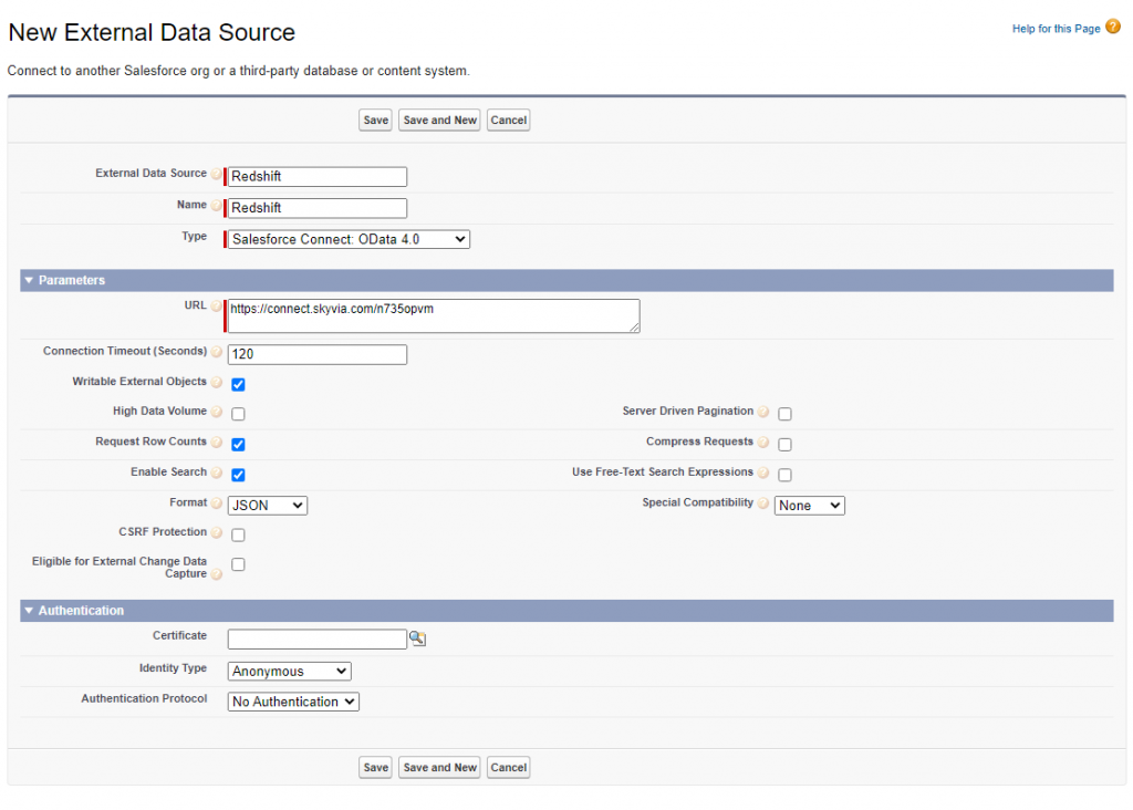 CREATING EXTERNAL DATA SOURCE IN SALESFORCE: Step 2
