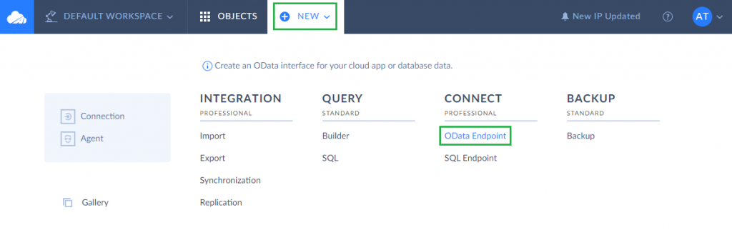CREATE ODATA ENDPOINT TO SQL SERVER IN SKYVIA 1