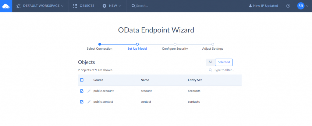 Salesforce to Amazon Redshift Integration via Skyvia OData endpoint: Step 3