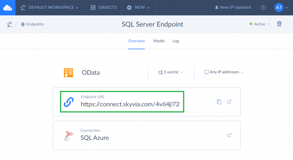 CREATE ODATA ENDPOINT TO SQL SERVER IN SKYVIA 4