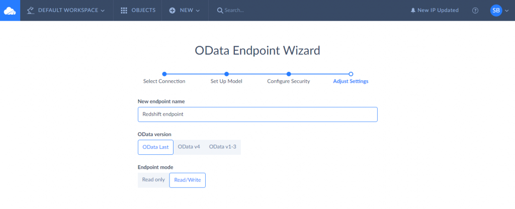 Salesforce to Amazon Redshift Integration via Skyvia OData endpoint: Step 7