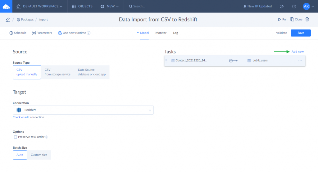Auto Import Data into Amazon Redshift with Skyvia 2