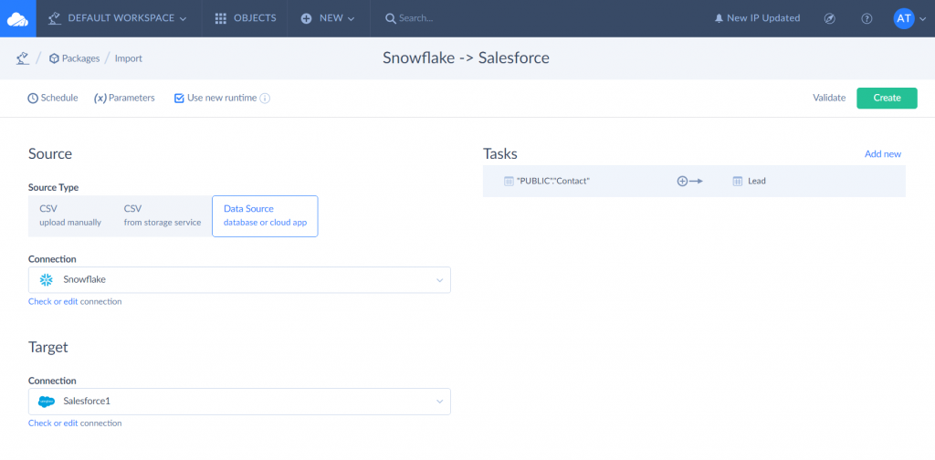 Snowflake to Salesforce integration - Skyvia Reverse ETL Step 2