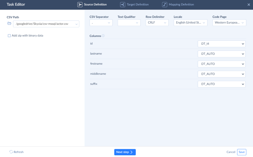 Step 4. Create Tasks in the Import Package