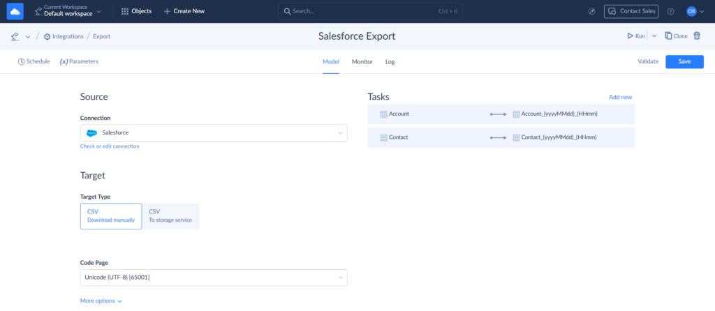 Salesforce Export by Skyvia