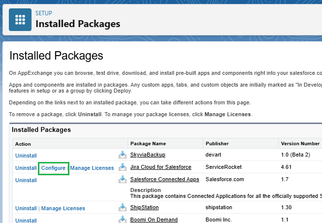 Installed packages Salesforce