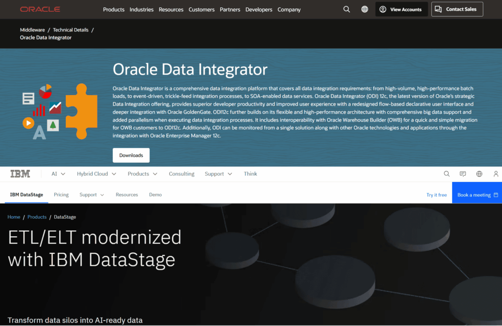 Oracle Data Integrator / IBM DataStage main pages Oracle Data Integrator / IBM DataStage