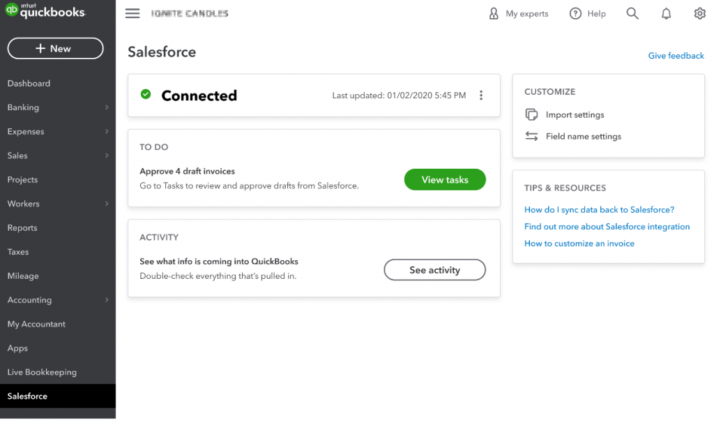 Salesforce Connector by Quickbooks