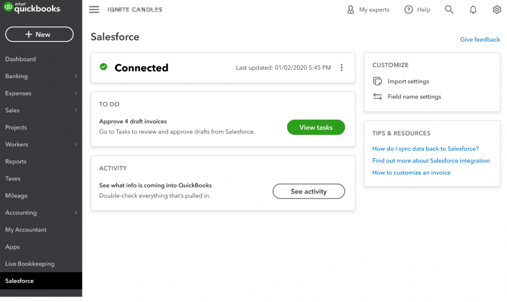 QuickBooks to Salesforce Integration