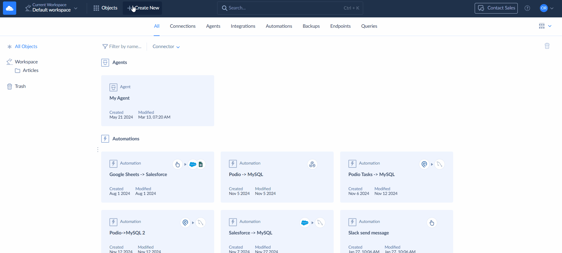 salesforce connection by Skyvia