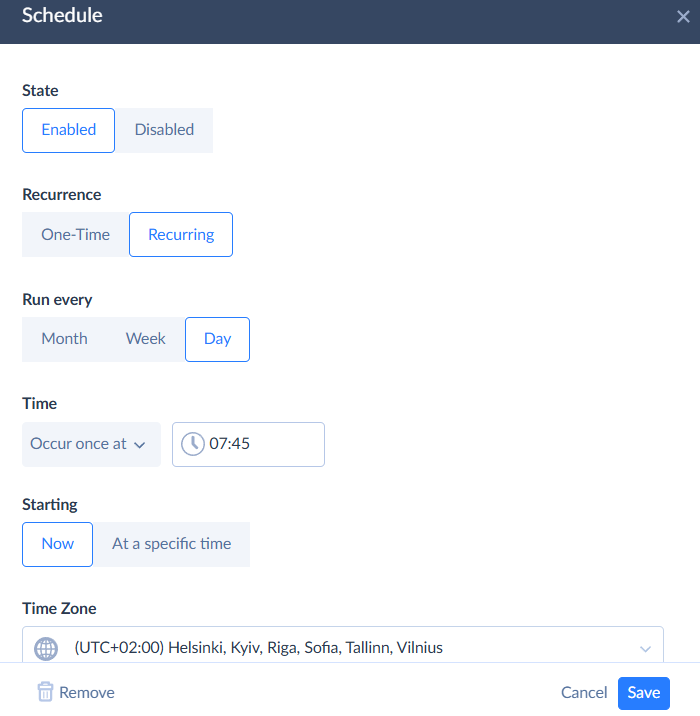 Skyvia schedule