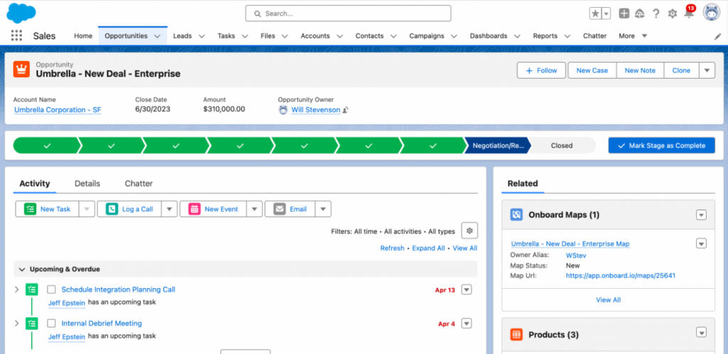Salesforce interface