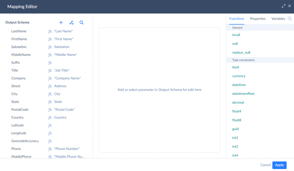 Skyvia mapping editor