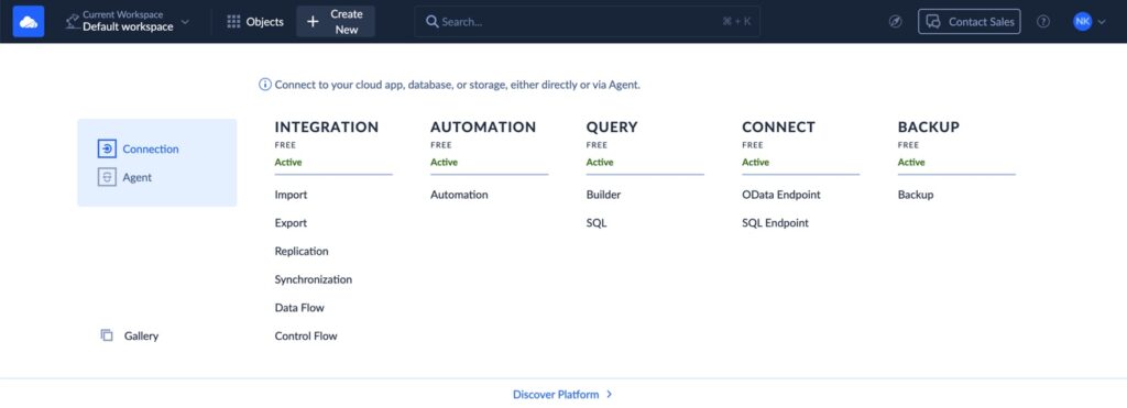 Skyvia interface