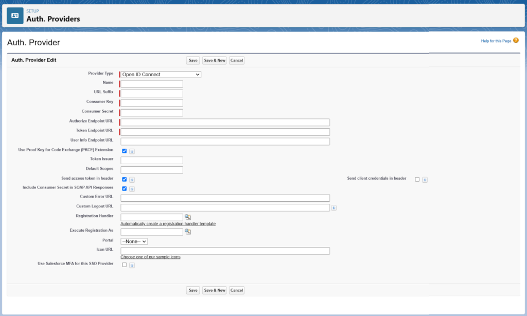 Salesforce Auth Provider