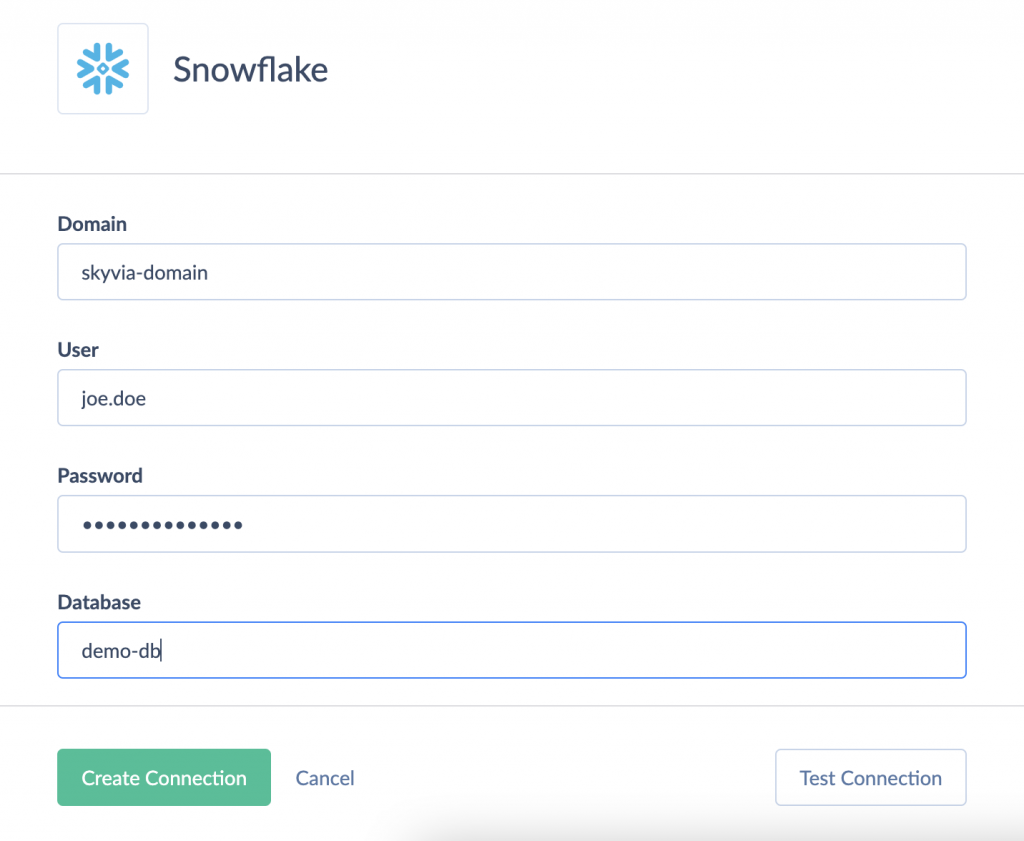 Create Snowflake Connection in Skyvia