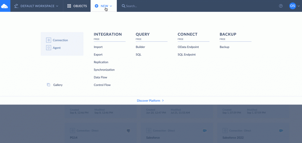 New connection in Skyvia