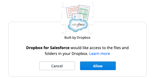Set Up Salesforce to Dropbox Connection 5