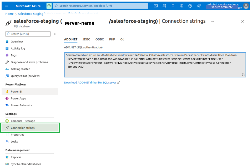 Creating the Azure SQL Server Connection for batch ETL processing in Skyvia 1