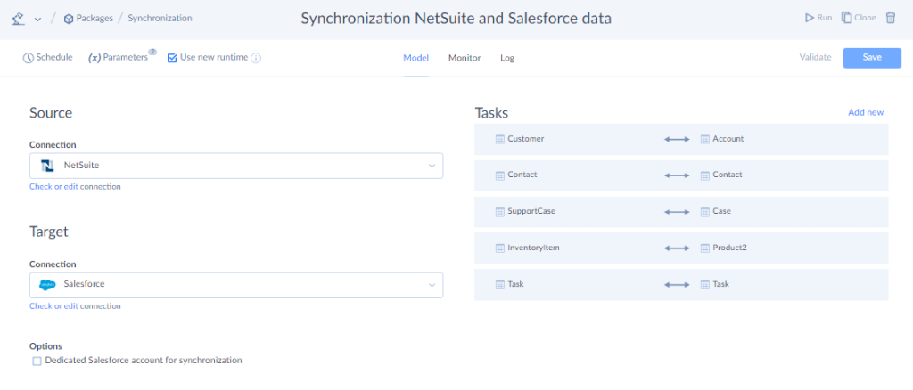 Synchronization package in Skyvia
