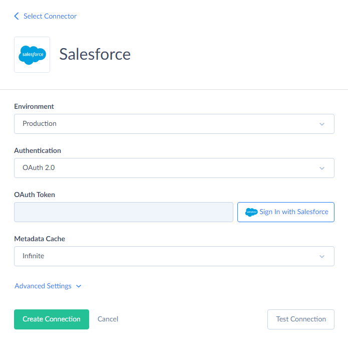 Salesforce connection with Skyvia