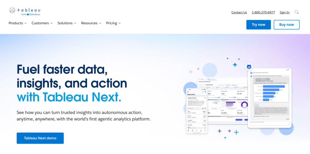 Tableau main page