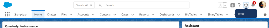 Salesforce setup menu