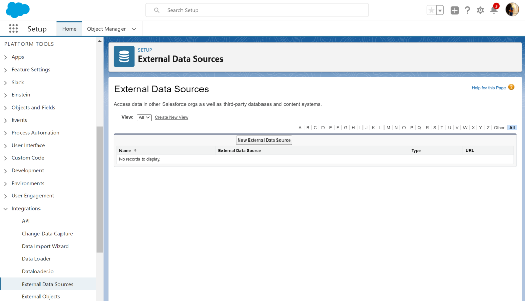 External data source within Salesforce