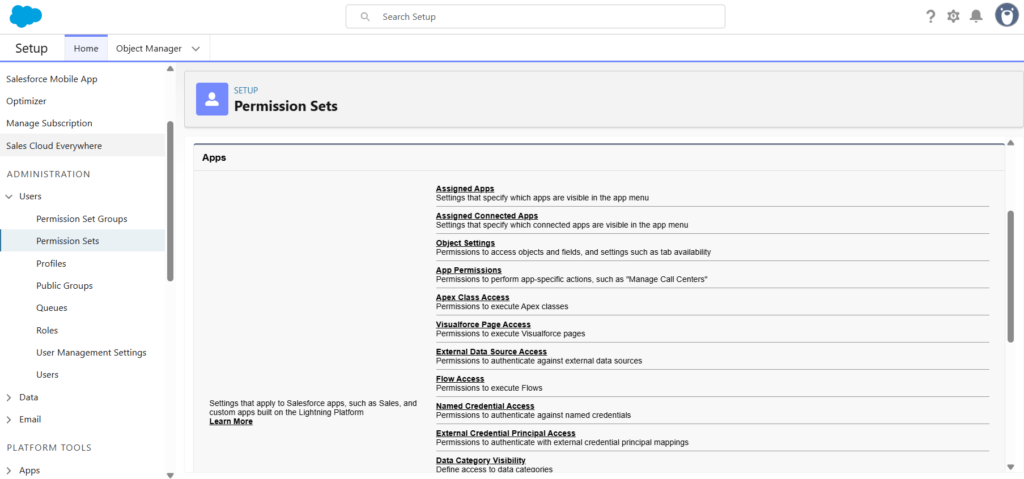Permission set overview