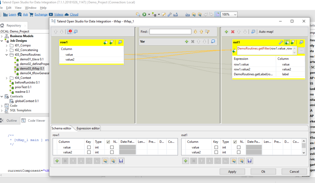 Talend interface