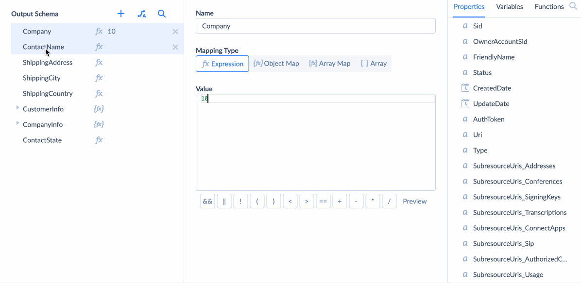 mapping data within Skyvia