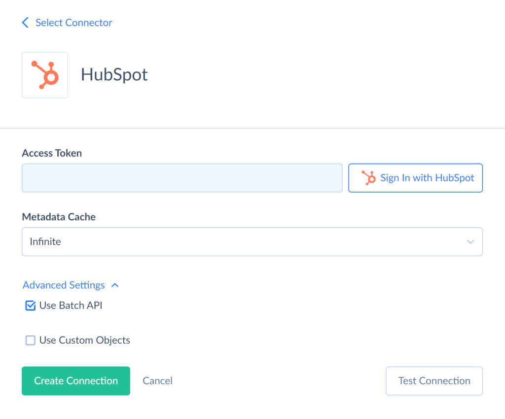 Create Hubspot connection by Skyvia