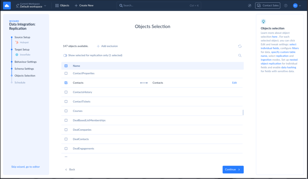 HubSpot Snowflake replication