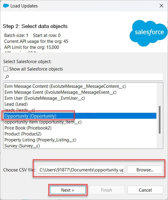 Select data objects