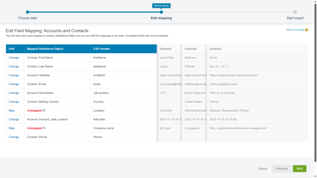 Data Field Mapping