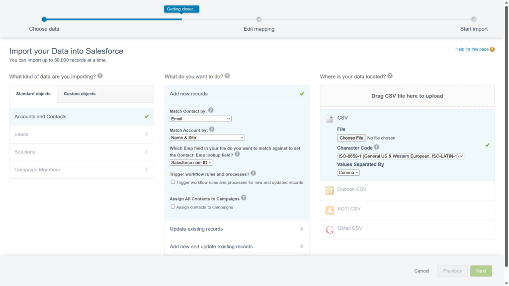 Data Import Wizard